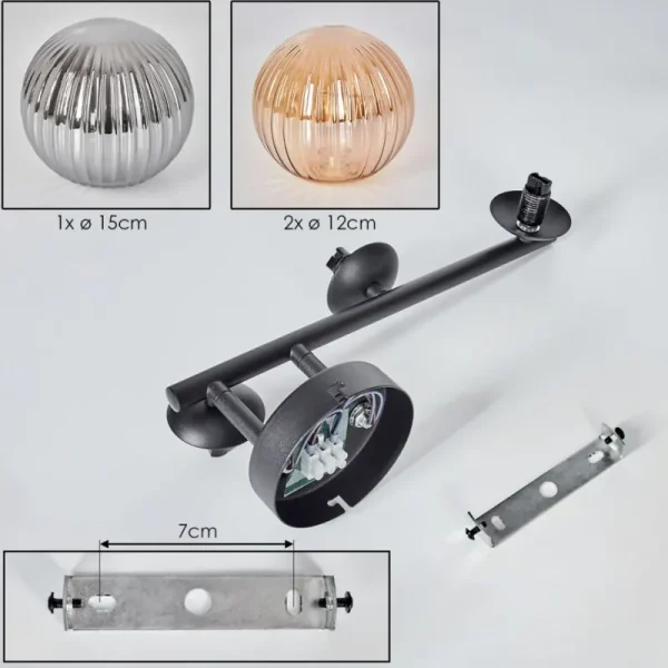 hofstein Chehalis Plafonnier, Boule lumineuse Ambre, Fumé, 3 lumières* Lampes Modernes