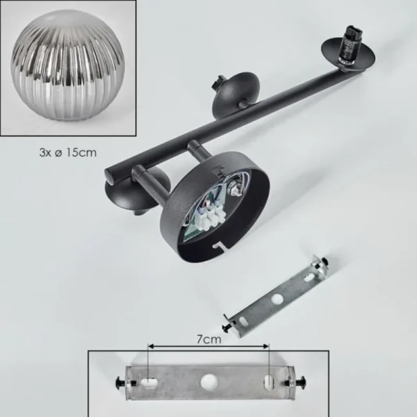 hofstein Chehalis Plafonnier, Boule lumineuse Fumé, 3 lumières* Lampes Modernes
