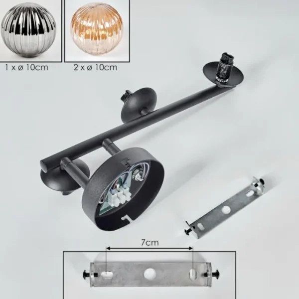 hofstein Chehalis Plafonnier, Boule lumineuse Ambre, Fumé, 3 lumières* Lampes Modernes