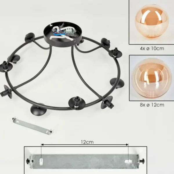 hofstein Chehalis Plafonnier, Boule lumineuse 76 cm Ambre, 12 lumières* Lampes En Verre