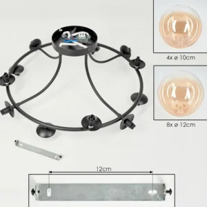 hofstein Chehalis Plafonnier, Boule lumineuse 76 cm Ambre, Clair, 12 lumières* Lampes En Verre