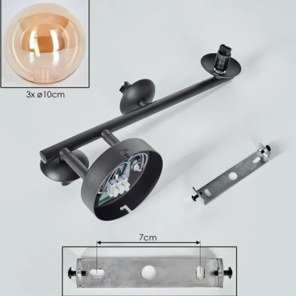 hofstein Chehalis Plafonnier, Boule lumineuse Ambre, 3 lumières* Lampes En Verre