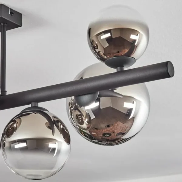 hofstein Chehalis Plafonnier, Boule lumineuse Chrome, Clair, Fumé, 8 lumières* Lampes Modernes