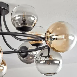 hofstein Chehalis Plafonnier, Boule lumineuse 76 cm Ambre, Clair, Fumé, 12 lumières* Lampes Modernes