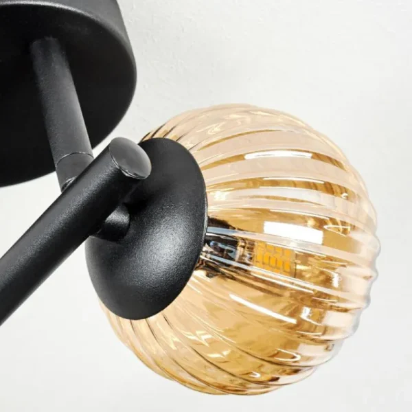 hofstein Chehalis Plafonnier, Boule lumineuse Ambre, Fumé, 3 lumières* Lampes Modernes