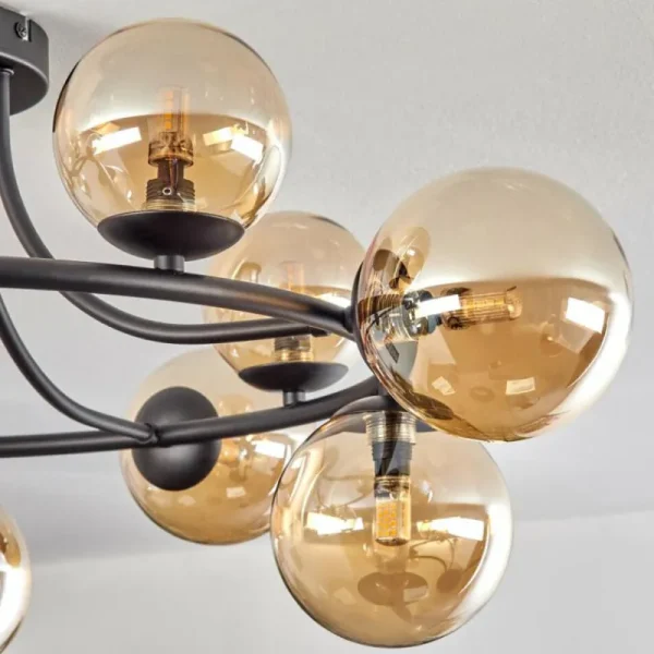 hofstein Chehalis Plafonnier, Boule lumineuse 76 cm Ambre, 12 lumières* Lampes En Verre