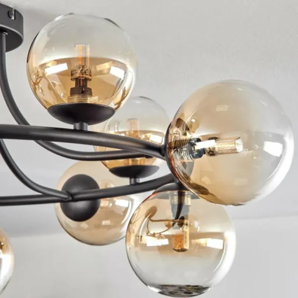 hofstein Chehalis Plafonnier, Boule lumineuse 76 cm Ambre, Clair, 12 lumières* Lampes En Verre