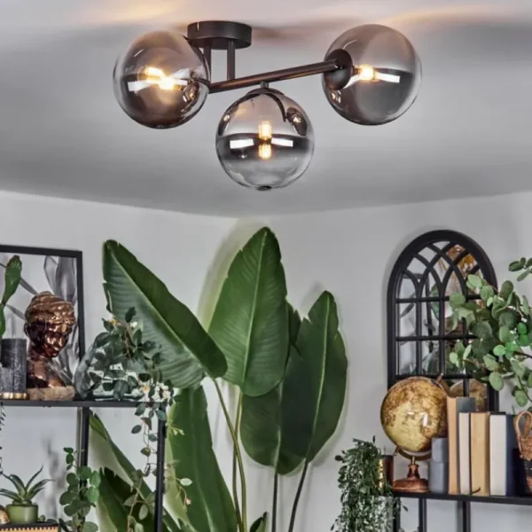 hofstein Chehalis Plafonnier, Boule lumineuse Clair, Fumé, 3 lumières* Lampes Modernes