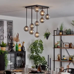 hofstein Chehalis Plafonnier, Boule lumineuse Fumé, 9 lumières* Lampes Modernes