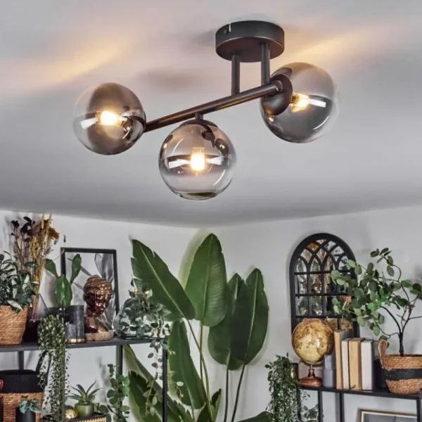 hofstein Chehalis Plafonnier, Boule lumineuse Clair, Fumé, 3 lumières* Lampes Modernes