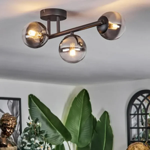 hofstein Chehalis Plafonnier, Boule lumineuse Clair, Fumé, 3 lumières* Lampes Modernes