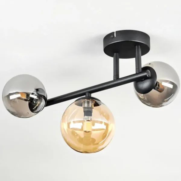 hofstein Chehalis Plafonnier, Boule lumineuse Ambre, Fumé, 3 lumières* Lampes Modernes