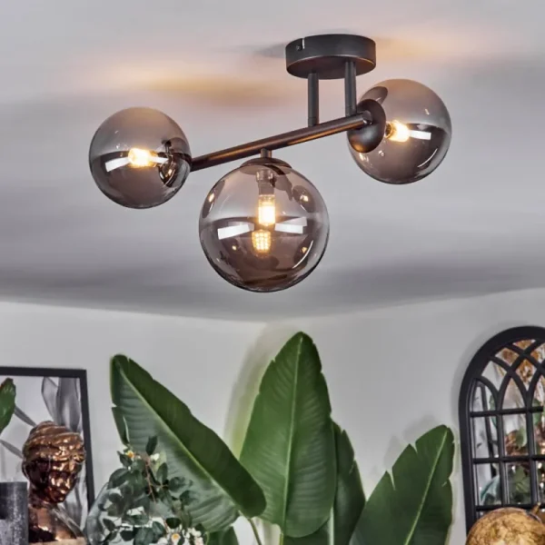 hofstein Chehalis Plafonnier, Boule lumineuse Fumé, 3 lumières* Lampes Modernes