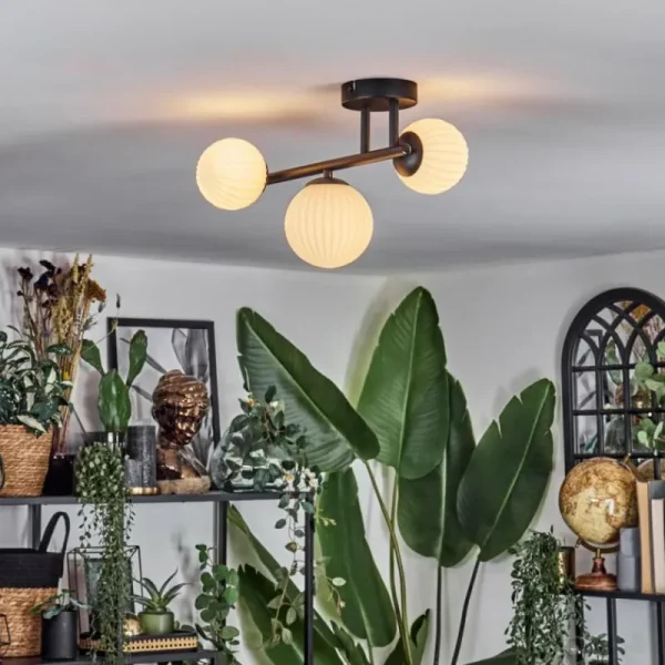 hofstein Chehalis Plafonnier, Boule lumineuse Blanc, 3 lumières* Lampes Modernes