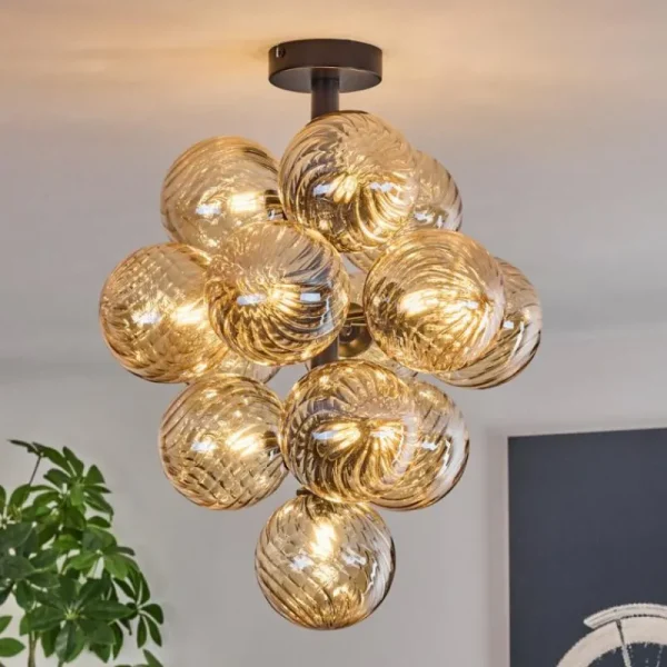 hofstein Chehalis Plafonnier, Boule lumineuse 39 cm LED Ambre, 13 lumières* Lampes Modernes