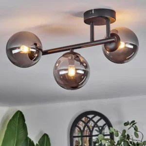 hofstein Chehalis Plafonnier, Boule lumineuse Fumé, 3 lumières* Lampes Modernes