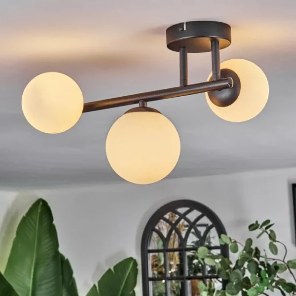 hofstein Chehalis Plafonnier, Boule lumineuse Blanc, 3 lumières* Lampes En Verre