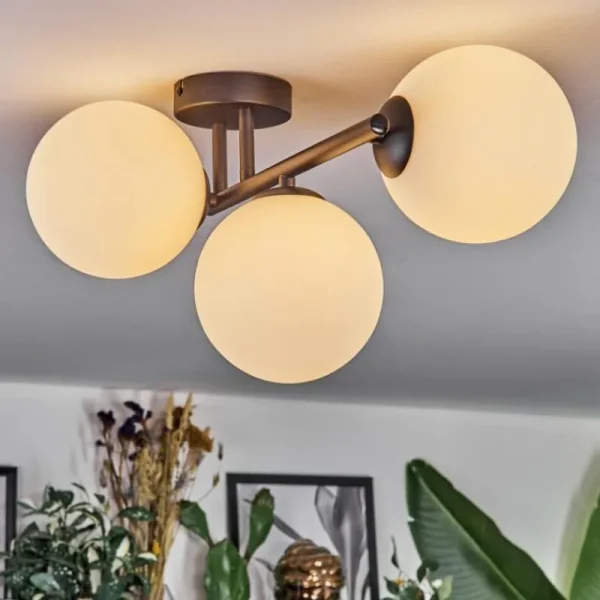 hofstein Chehalis Plafonnier, Boule lumineuse Blanc, 3 lumières* Lampes En Verre