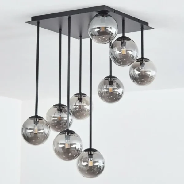 hofstein Chehalis Plafonnier, Boule lumineuse Fumé, 9 lumières* Lampes Modernes
