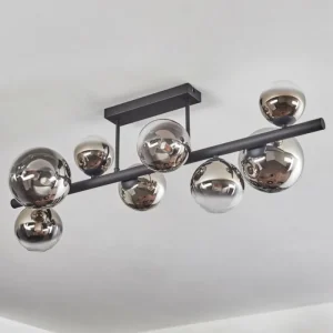 hofstein Chehalis Plafonnier, Boule lumineuse Chrome, Clair, Fumé, 8 lumières* Lampes Modernes