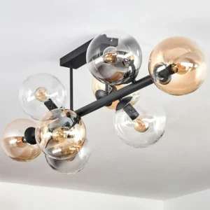 hofstein Chehalis Plafonnier, Boule lumineuse Ambre, Clair, Fumé, 8 lumières* Lampes Modernes