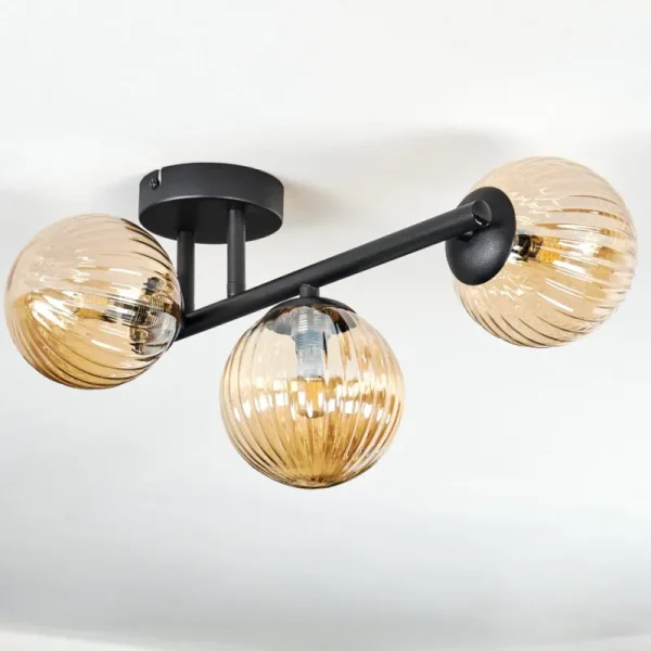hofstein Chehalis Plafonnier, Boule lumineuse Ambre, 3 lumières* Lampes Modernes