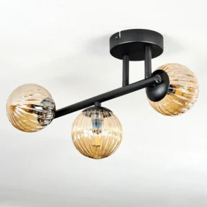hofstein Chehalis Plafonnier, Boule lumineuse Ambre, 3 lumières* Lampes Modernes