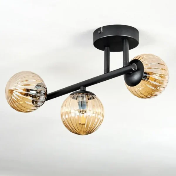 hofstein Chehalis Plafonnier, Boule lumineuse Ambre, 3 lumières* Lampes Modernes