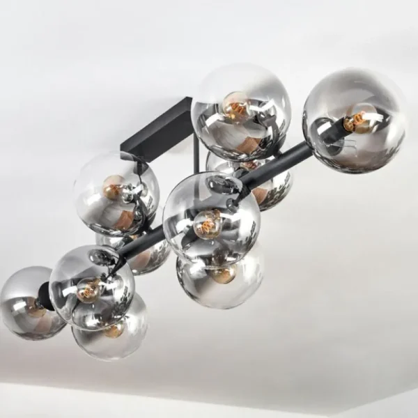hofstein Chehalis Plafonnier, Boule lumineuse Clair, Fumé, 10 lumières* Lampes Modernes