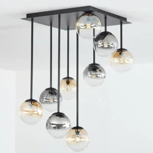 hofstein Chehalis Plafonnier, Boule lumineuse Ambre, Clair, Fumé, 9 lumières* Lampes Modernes