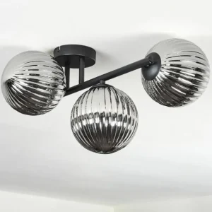 hofstein Chehalis Plafonnier, Boule lumineuse Fumé, 3 lumières* Lampes Modernes