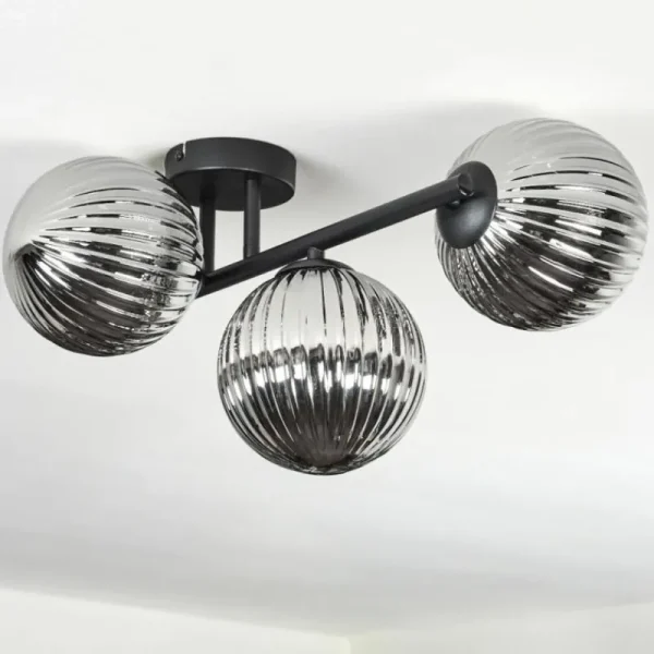 hofstein Chehalis Plafonnier, Boule lumineuse Fumé, 3 lumières* Lampes Modernes
