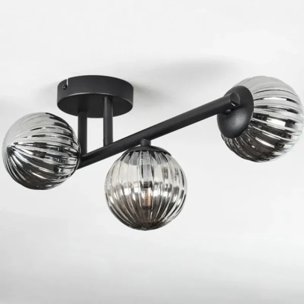 hofstein Chehalis Plafonnier, Boule lumineuse Fumé, 3 lumières* Lampes Modernes