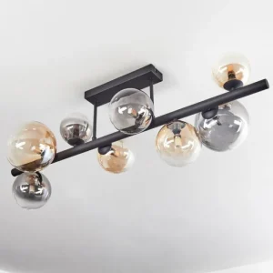 hofstein Chehalis Plafonnier, Boule lumineuse Ambre, Clair, Fumé, 8 lumières* Lampes Modernes