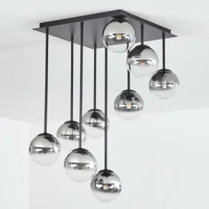 hofstein Chehalis Plafonnier, Boule lumineuse Clair, Fumé, 9 lumières* Lampes Modernes