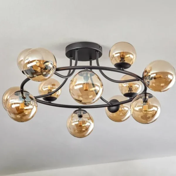 hofstein Chehalis Plafonnier, Boule lumineuse 76 cm Ambre, 12 lumières* Lampes En Verre