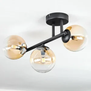 hofstein Chehalis Plafonnier, Boule lumineuse Ambre, Clair, 3 lumières* Lampes En Verre
