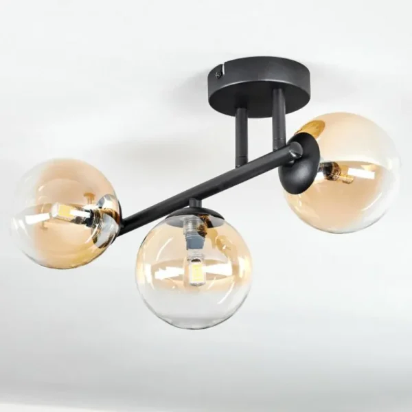 hofstein Chehalis Plafonnier, Boule lumineuse Ambre, Clair, 3 lumières* Lampes En Verre