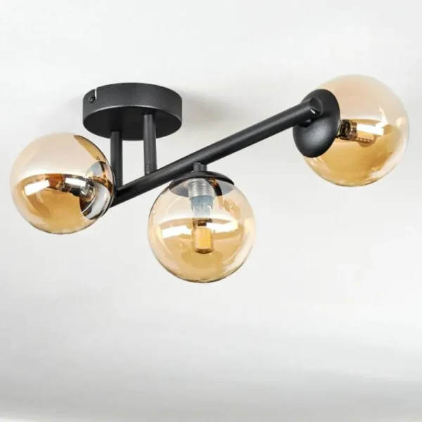 hofstein Chehalis Plafonnier, Boule lumineuse Ambre, 3 lumières* Lampes En Verre