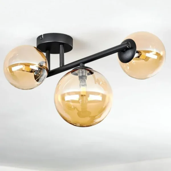 hofstein Chehalis Plafonnier, Boule lumineuse Ambre, 3 lumières* Lampes En Verre