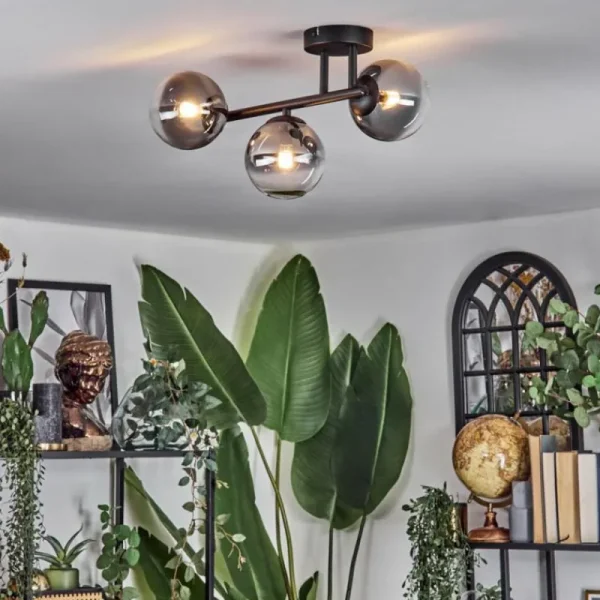 hofstein Chehalis Plafonnier, Boule lumineuse Clair, Fumé, 3 lumières* Lampes Modernes