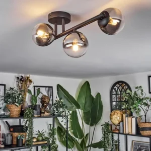 hofstein Chehalis Plafonnier, Boule lumineuse Clair, Fumé, 3 lumières* Lampes Modernes