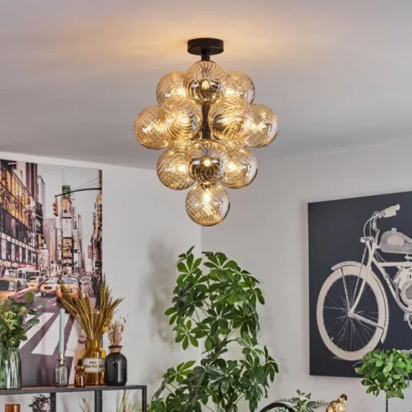 hofstein Chehalis Plafonnier, Boule lumineuse 39 cm LED Ambre, 13 lumières* Lampes Modernes