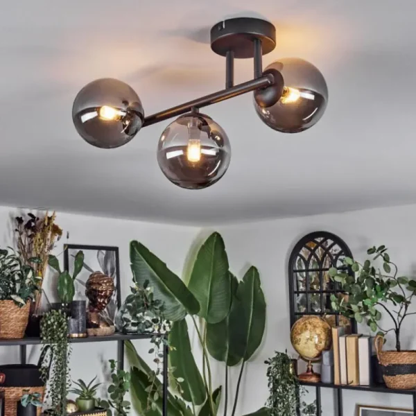 hofstein Chehalis Plafonnier, Boule lumineuse Fumé, 3 lumières* Lampes Modernes