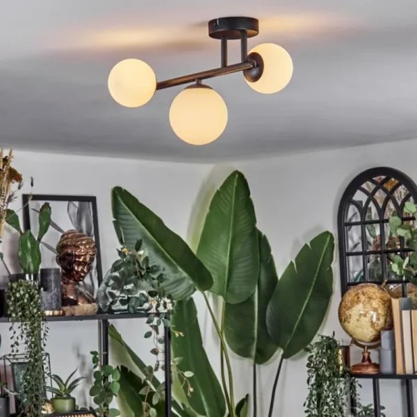 hofstein Chehalis Plafonnier, Boule lumineuse Blanc, 3 lumières* Lampes En Verre