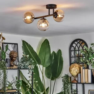 hofstein Chehalis Plafonnier, Boule lumineuse Ambre, Clair, 3 lumières* Lampes En Verre