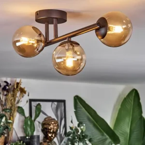 hofstein Chehalis Plafonnier, Boule lumineuse Ambre, 3 lumières* Lampes En Verre
