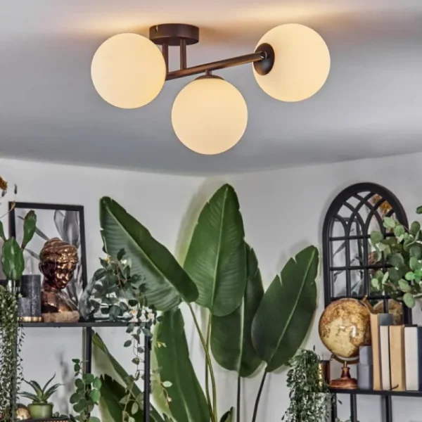 hofstein Chehalis Plafonnier, Boule lumineuse Blanc, 3 lumières* Lampes En Verre