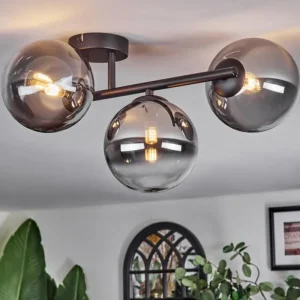 hofstein Chehalis Plafonnier, Boule lumineuse Clair, Fumé, 3 lumières* Lampes Modernes