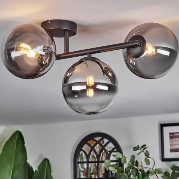 hofstein Chehalis Plafonnier, Boule lumineuse Clair, Fumé, 3 lumières* Lampes Modernes